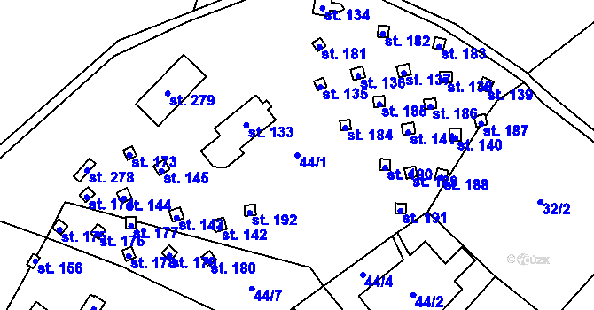 Parcela st. 44/1 v KÚ Podhradí nad Dyjí, Katastrální mapa