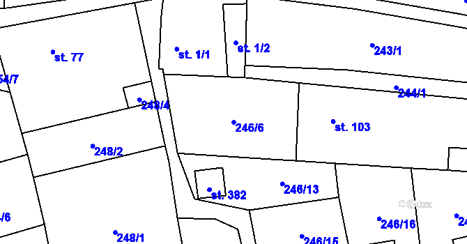 Parcela st. 246/6 v KÚ Podhradí nad Dyjí, Katastrální mapa