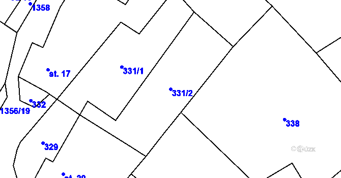 Parcela st. 331/2 v KÚ Podhradí nad Dyjí, Katastrální mapa