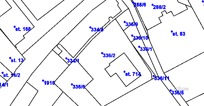 Parcela st. 336/2 v KÚ Podhradí nad Dyjí, Katastrální mapa