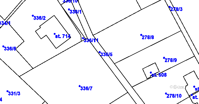 Parcela st. 336/5 v KÚ Podhradí nad Dyjí, Katastrální mapa