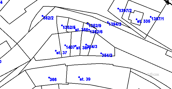 Parcela st. 354/3 v KÚ Podhradí nad Dyjí, Katastrální mapa