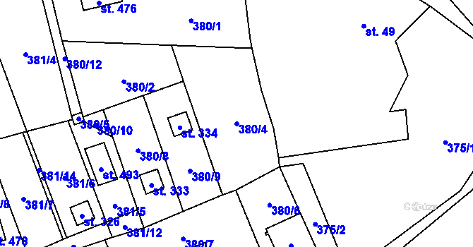 Parcela st. 380/4 v KÚ Podhradí nad Dyjí, Katastrální mapa