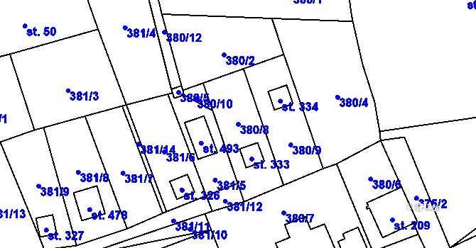 Parcela st. 380/8 v KÚ Podhradí nad Dyjí, Katastrální mapa