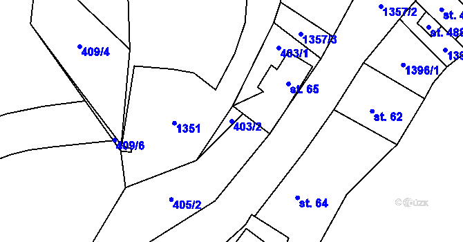 Parcela st. 403/2 v KÚ Podhradí nad Dyjí, Katastrální mapa