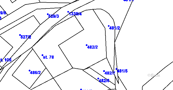 Parcela st. 482/2 v KÚ Podhradí nad Dyjí, Katastrální mapa