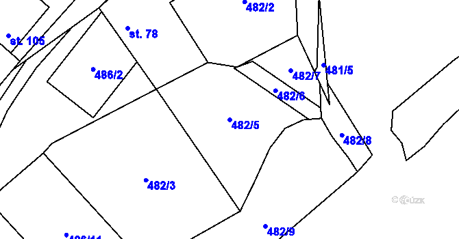 Parcela st. 482/5 v KÚ Podhradí nad Dyjí, Katastrální mapa