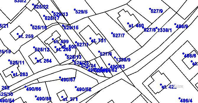 Parcela st. 527/6 v KÚ Podhradí nad Dyjí, Katastrální mapa
