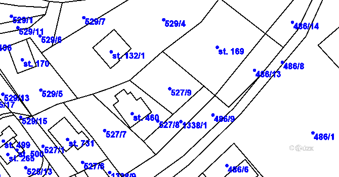 Parcela st. 527/9 v KÚ Podhradí nad Dyjí, Katastrální mapa
