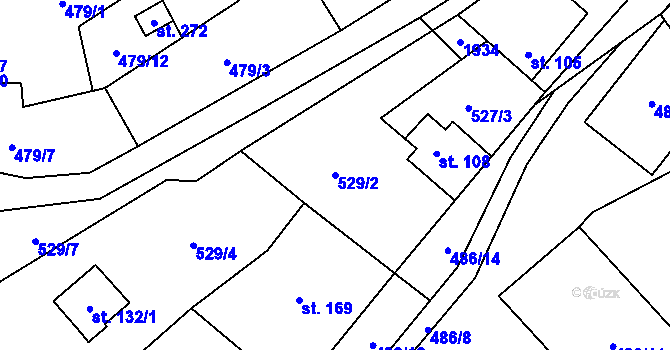 Parcela st. 529/2 v KÚ Podhradí nad Dyjí, Katastrální mapa
