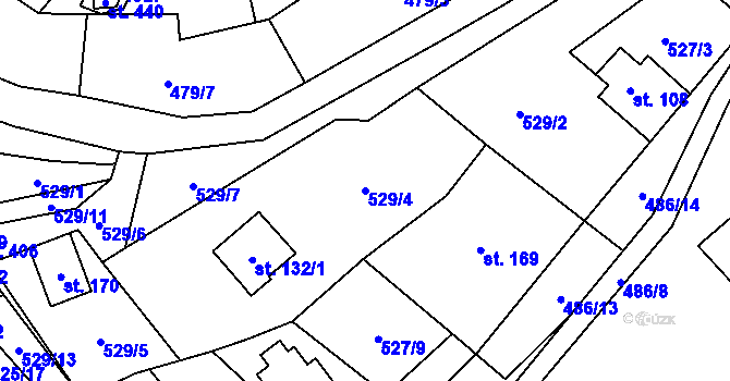Parcela st. 529/4 v KÚ Podhradí nad Dyjí, Katastrální mapa