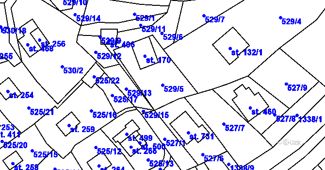 Parcela st. 529/5 v KÚ Podhradí nad Dyjí, Katastrální mapa