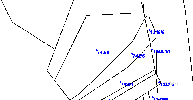 Parcela st. 742/1 v KÚ Podhradí nad Dyjí, Katastrální mapa