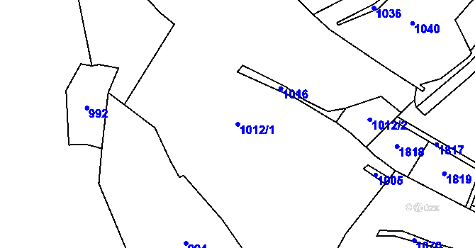 Parcela st. 1012/1 v KÚ Podhradí nad Dyjí, Katastrální mapa