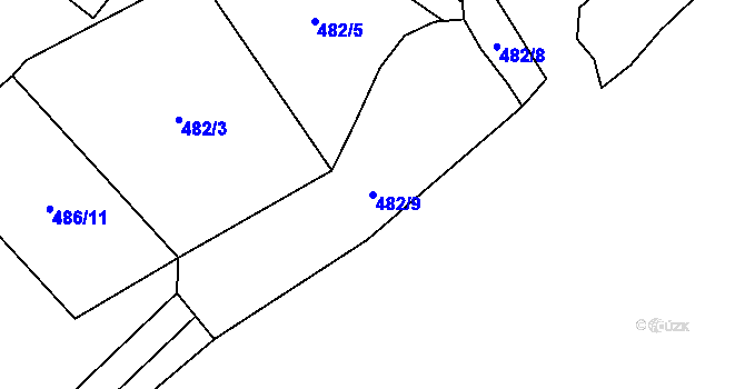 Parcela st. 482/9 v KÚ Podhradí nad Dyjí, Katastrální mapa