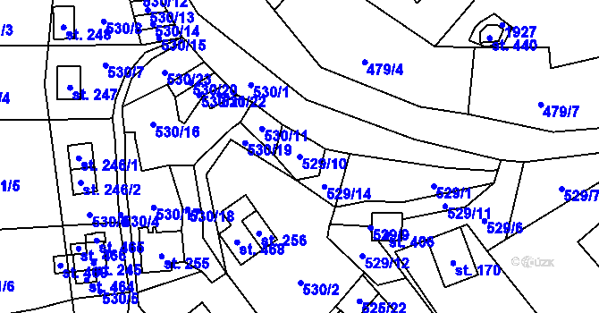 Parcela st. 529/10 v KÚ Podhradí nad Dyjí, Katastrální mapa