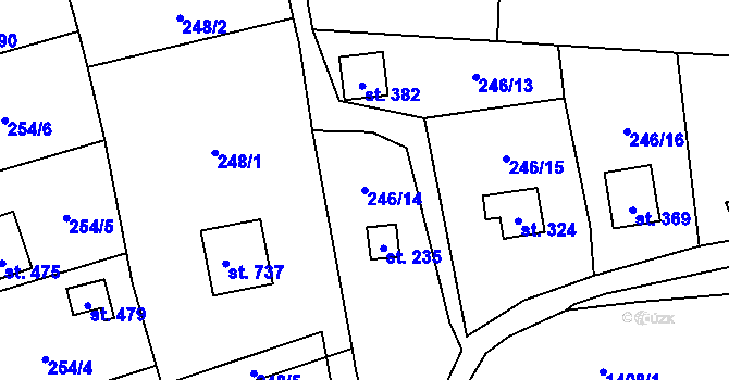 Parcela st. 246/14 v KÚ Podhradí nad Dyjí, Katastrální mapa