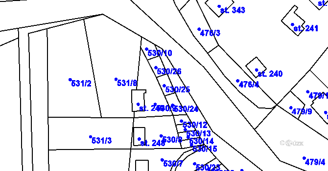 Parcela st. 530/25 v KÚ Podhradí nad Dyjí, Katastrální mapa