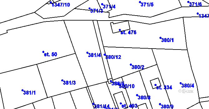 Parcela st. 380/12 v KÚ Podhradí nad Dyjí, Katastrální mapa