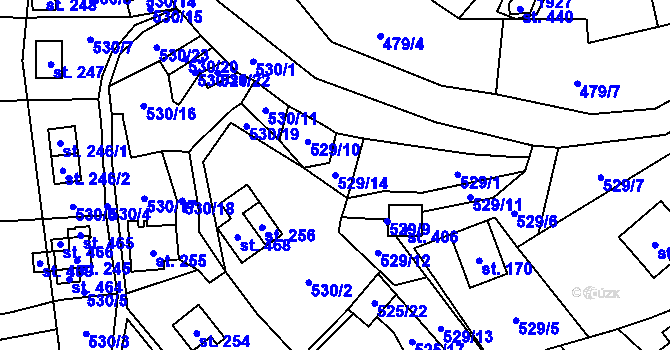 Parcela st. 529/14 v KÚ Podhradí nad Dyjí, Katastrální mapa