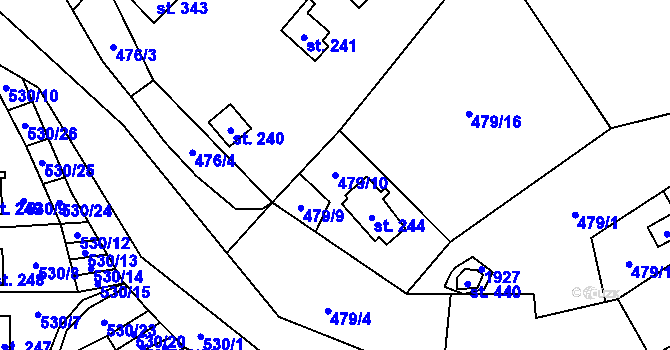 Parcela st. 479/10 v KÚ Podhradí nad Dyjí, Katastrální mapa