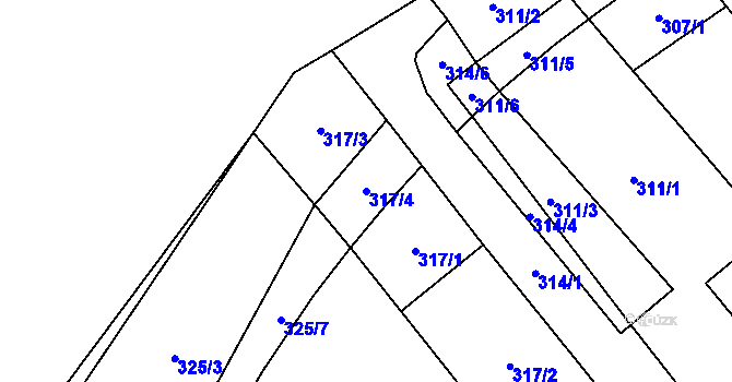 Parcela st. 317/4 v KÚ Podhradí nad Dyjí, Katastrální mapa