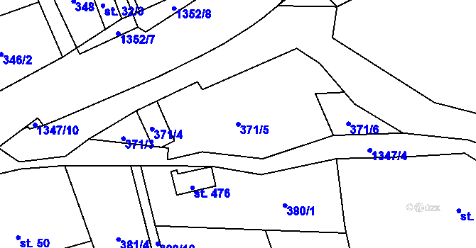 Parcela st. 371/5 v KÚ Podhradí nad Dyjí, Katastrální mapa