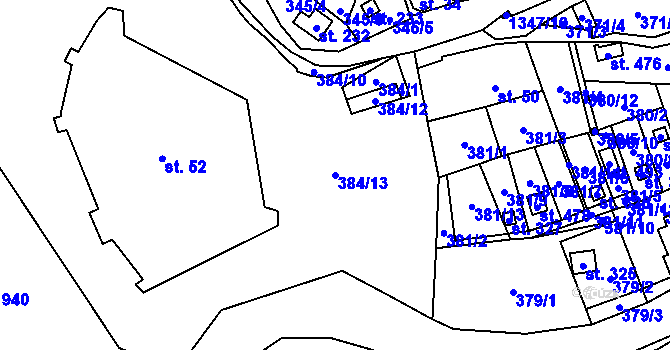 Parcela st. 384/13 v KÚ Podhradí nad Dyjí, Katastrální mapa