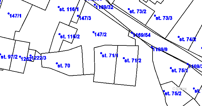 Parcela st. 71/1 v KÚ Podhradní Lhota, Katastrální mapa