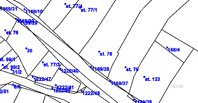 Parcela st. 78 v KÚ Podhradní Lhota, Katastrální mapa