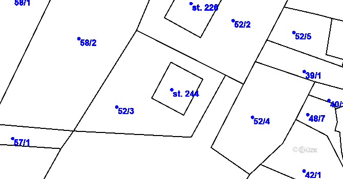 Parcela st. 244 v KÚ Podhradní Lhota, Katastrální mapa