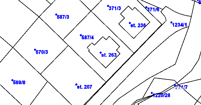 Parcela st. 263 v KÚ Podhradní Lhota, Katastrální mapa