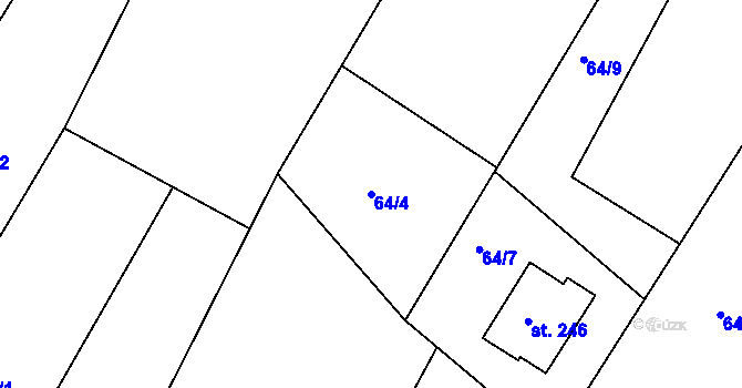 Parcela st. 64/4 v KÚ Podhradní Lhota, Katastrální mapa