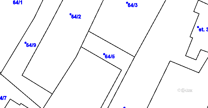 Parcela st. 64/5 v KÚ Podhradní Lhota, Katastrální mapa