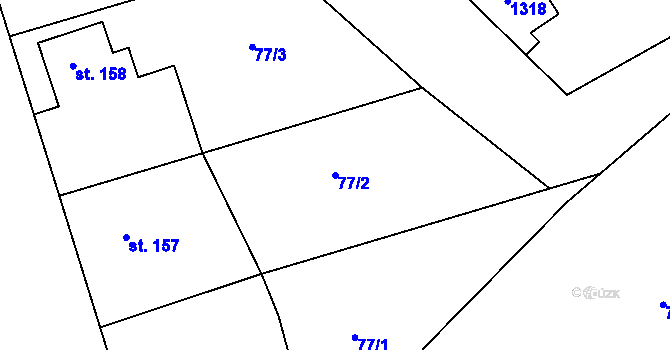 Parcela st. 77/2 v KÚ Podhradní Lhota, Katastrální mapa