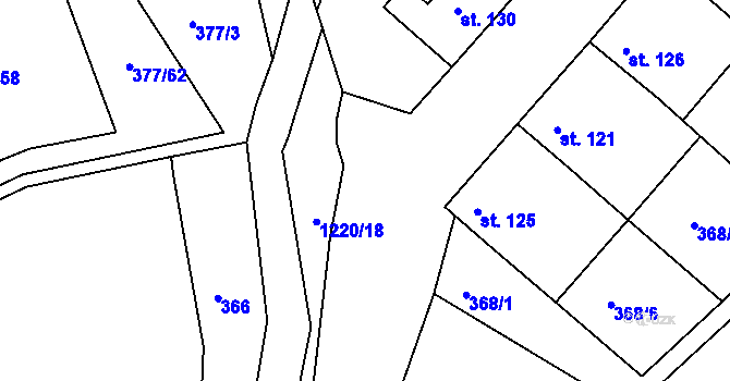 Parcela st. 367/1 v KÚ Podhradní Lhota, Katastrální mapa