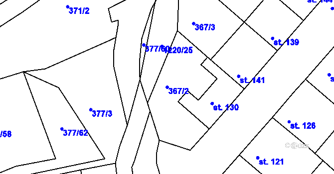 Parcela st. 367/2 v KÚ Podhradní Lhota, Katastrální mapa