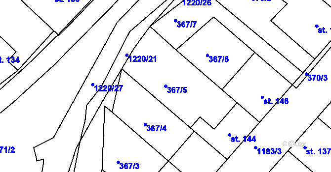 Parcela st. 367/5 v KÚ Podhradní Lhota, Katastrální mapa
