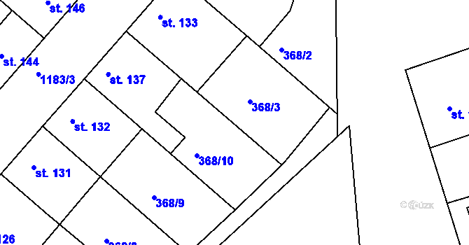 Parcela st. 368/11 v KÚ Podhradní Lhota, Katastrální mapa