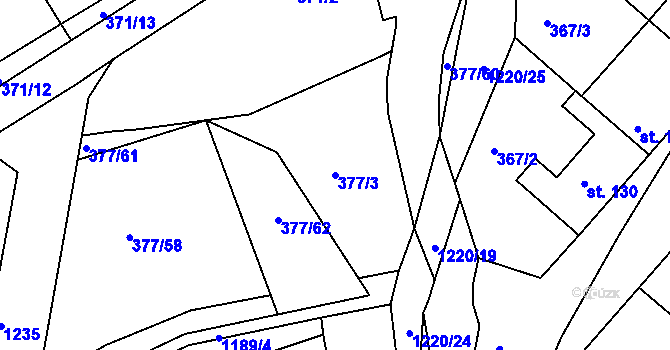 Parcela st. 377/3 v KÚ Podhradní Lhota, Katastrální mapa