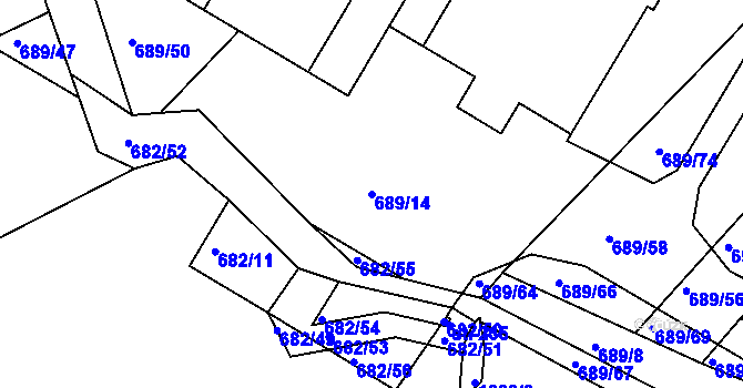 Parcela st. 689/14 v KÚ Podhradní Lhota, Katastrální mapa