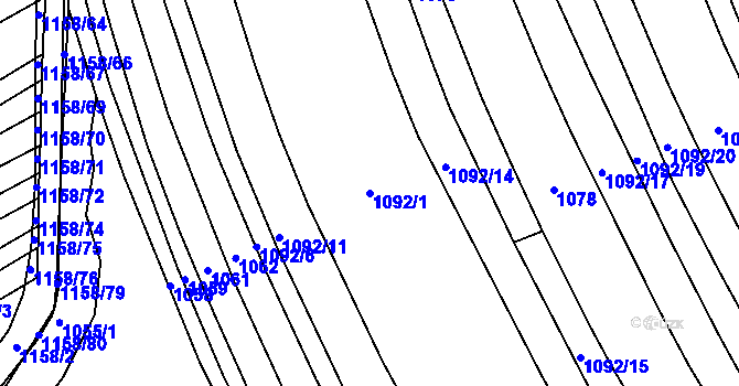 Parcela st. 1092/1 v KÚ Podhradní Lhota, Katastrální mapa