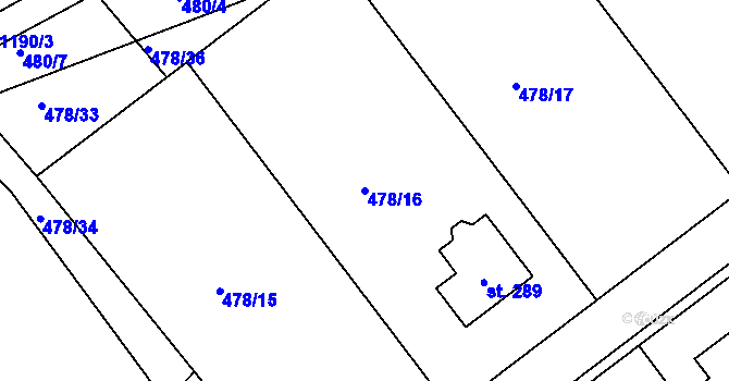 Parcela st. 478/16 v KÚ Podhradní Lhota, Katastrální mapa