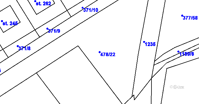 Parcela st. 478/22 v KÚ Podhradní Lhota, Katastrální mapa