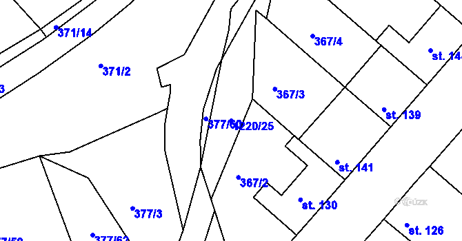 Parcela st. 1220/25 v KÚ Podhradní Lhota, Katastrální mapa