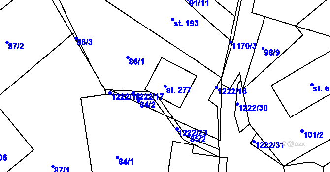 Parcela st. 277 v KÚ Podhradní Lhota, Katastrální mapa