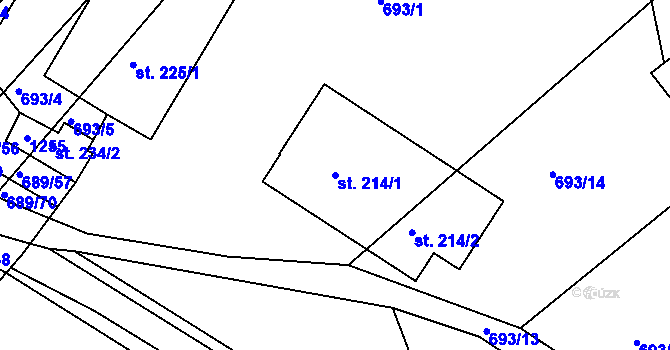 Parcela st. 214/1 v KÚ Podhradní Lhota, Katastrální mapa