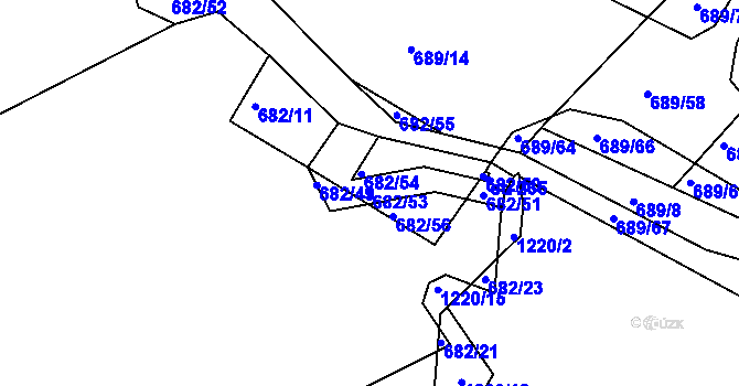 Parcela st. 682/53 v KÚ Podhradní Lhota, Katastrální mapa