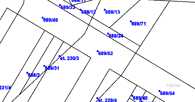 Parcela st. 689/52 v KÚ Podhradní Lhota, Katastrální mapa