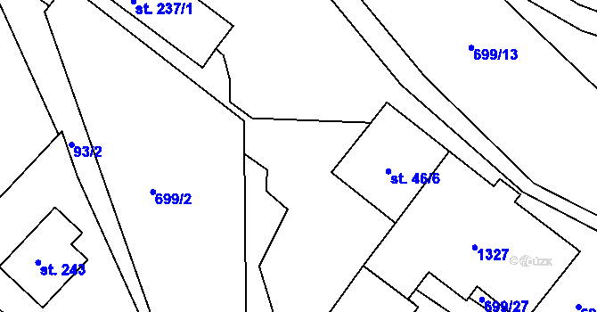 Parcela st. 699/25 v KÚ Podhradní Lhota, Katastrální mapa